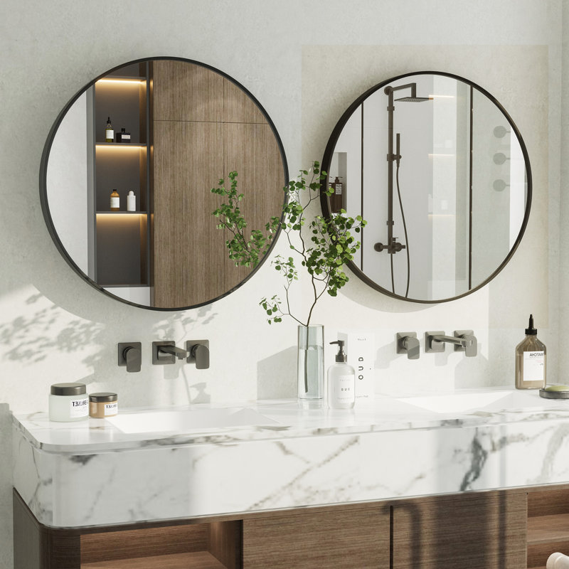 Miroir de salle de bain Molly Easy, Noir, 20 po x 20 po