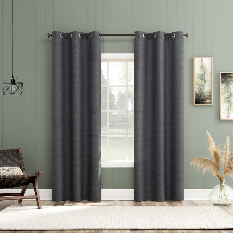 Panneau de rideau semi-diaphane avec œillets Landon, L 40 po x L 63 po, Gris