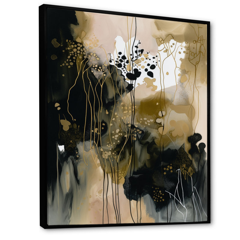 " Black Chaos I ", 24" W x 32" H, Black Floater Framed