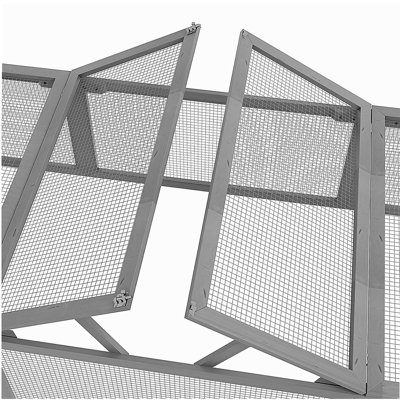 Grand enclos extérieur en bois pour lapin et portes verrouillables, gris