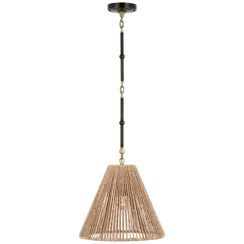 Goodman Pendant by Thomas O'Brien, 12.75" H x 15" W x 15" D, Bronze/Hand Rubbed Antique Brass