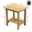 Table d'appoint d'extérieur en teck clair moderne de 16 po Kellie, table de bout rectangulaire à 2 niveaux pour lattes de jardin-1620086762