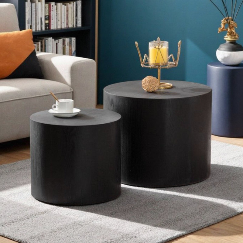 Ensemble de tables basses gigognes: tables rondes modernes et peu encombrantes pour un style sans effort, Noir