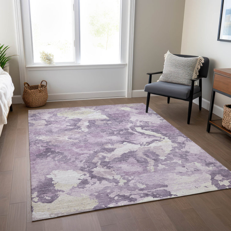 Machine Washable Indoor/Outdoor Christain ACN1382 Lavender Rug