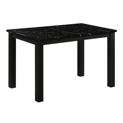 Rectangular Black Faux Marble Dining Table, Transitional Style, Seating 4, 29.5" X 47.2" 30.1", And Attractive Contemporary Seats Simple To Assemble