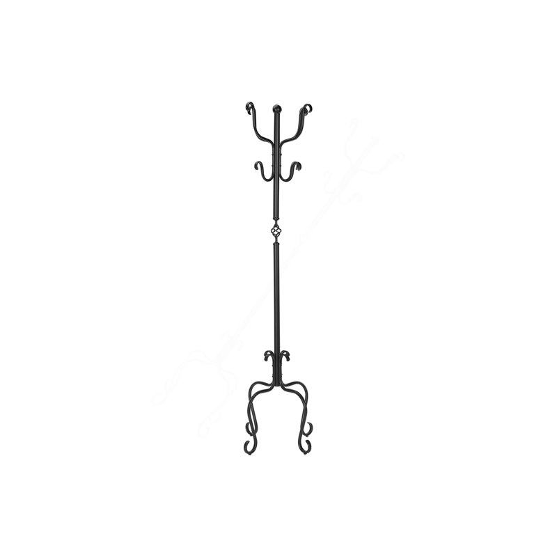 Coat Rack, Hall Tree, Free Standing, 8 Hooks, Entryway, 74"H, Bedroom, Black Metal, Transitional