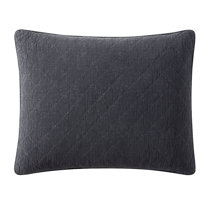 Taie décorative rustique en coton couleur unie, Très grand, Gris anthracite