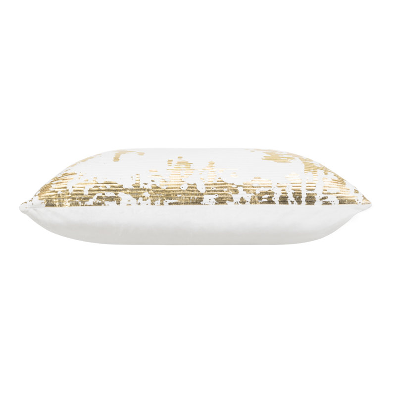 Asra Velvet Abstract Lumbar Pillow, White
