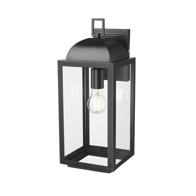 Borg 1-Light Outdoor Wall Sconce - Powder Coated Black, 17.75" H x 7" W x 8" D