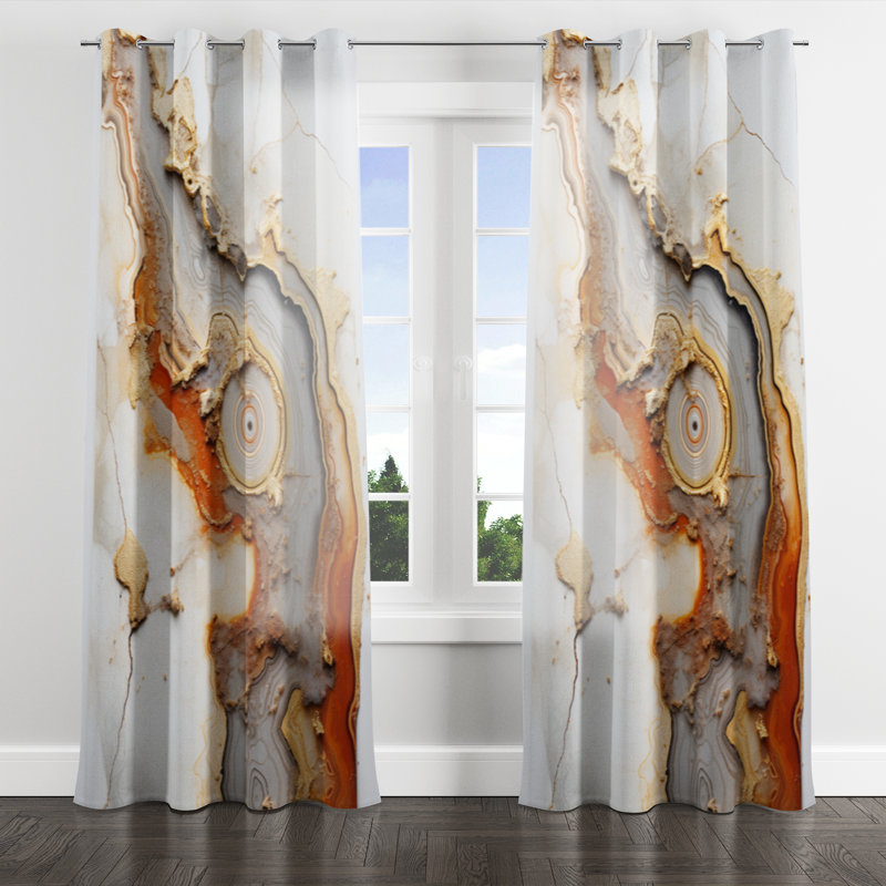 Anahia - Stone Geode Grommet Curtain - Velvet Room Darkening - 1 panel, 52" W x 108" L, Silver Grommets