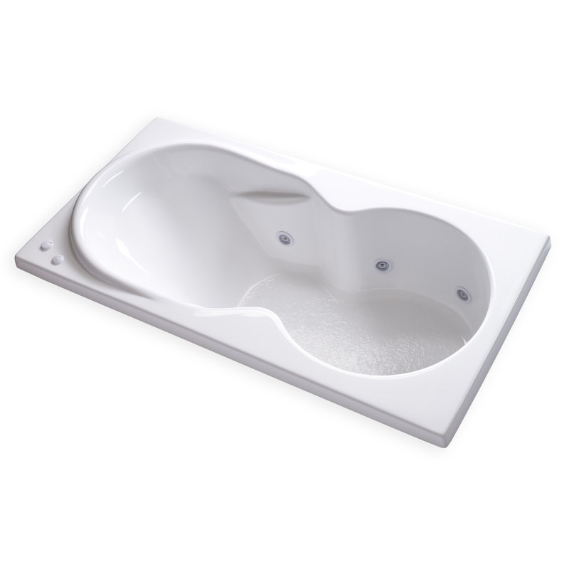 72'' x 36'' Drop-In Whirlpool Acrylic Bathtub, Right