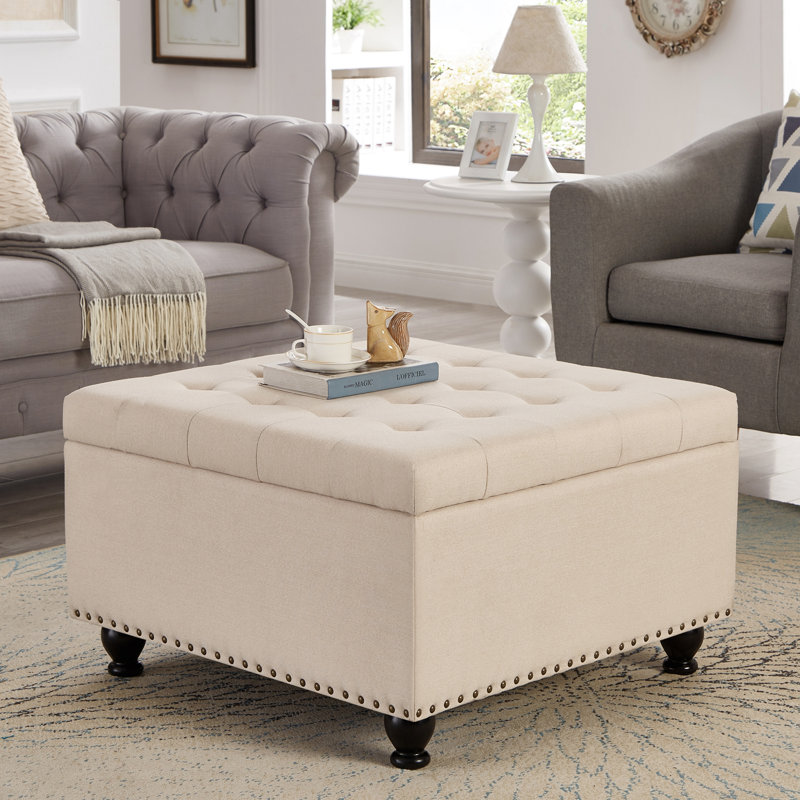 Banc de rangement rembourré Burnie, Beige