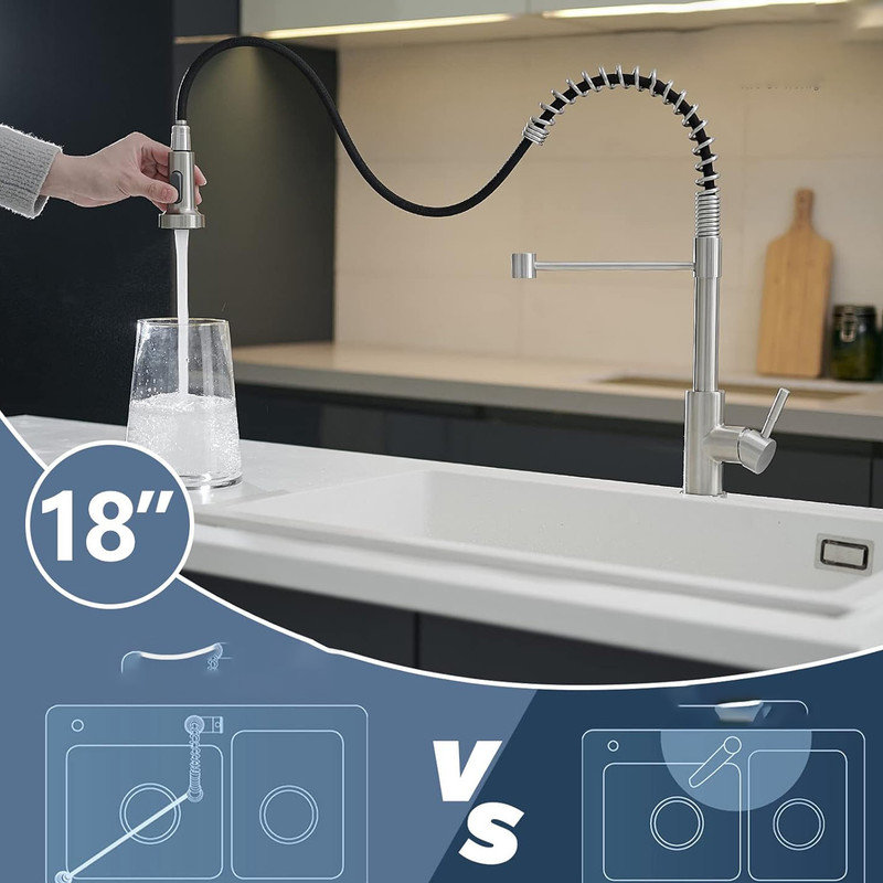 Brushed Nickel Single Handle Pull Down Kitchen Faucet