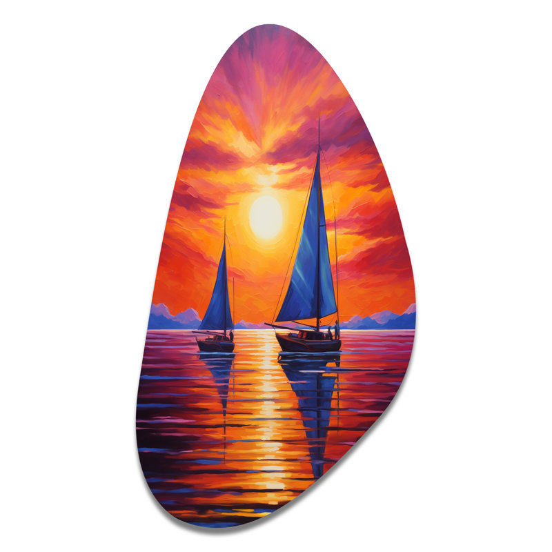 Amiraka - Bateau, voile, chute, art mural asymétrique en métal, H 31 po x l 17 po