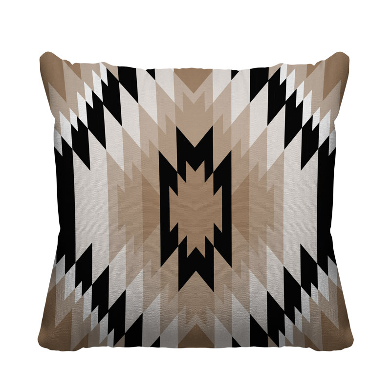 Coussin décoratif intérieur / extérieur Juan Southwestern, L 19 po x H 19 po, Beige