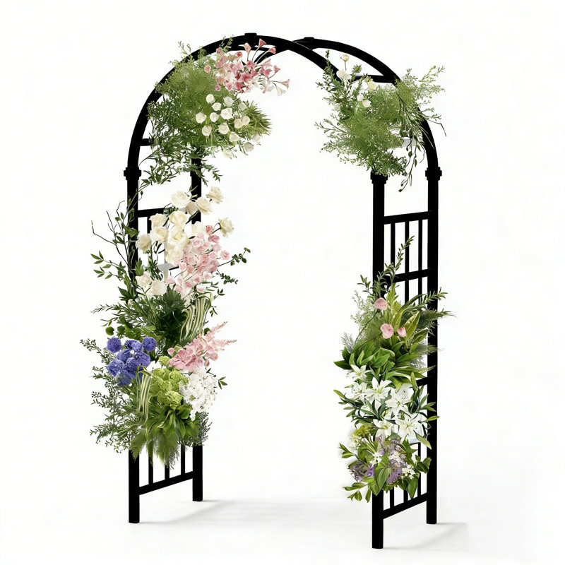 7.9Ft Black Vinyl Garden Arbor, Black