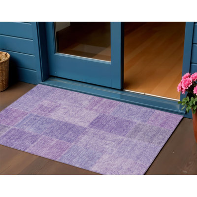 Tapis d'intérieur lavable mauve et lilas 3 pi x 5 pi lavande