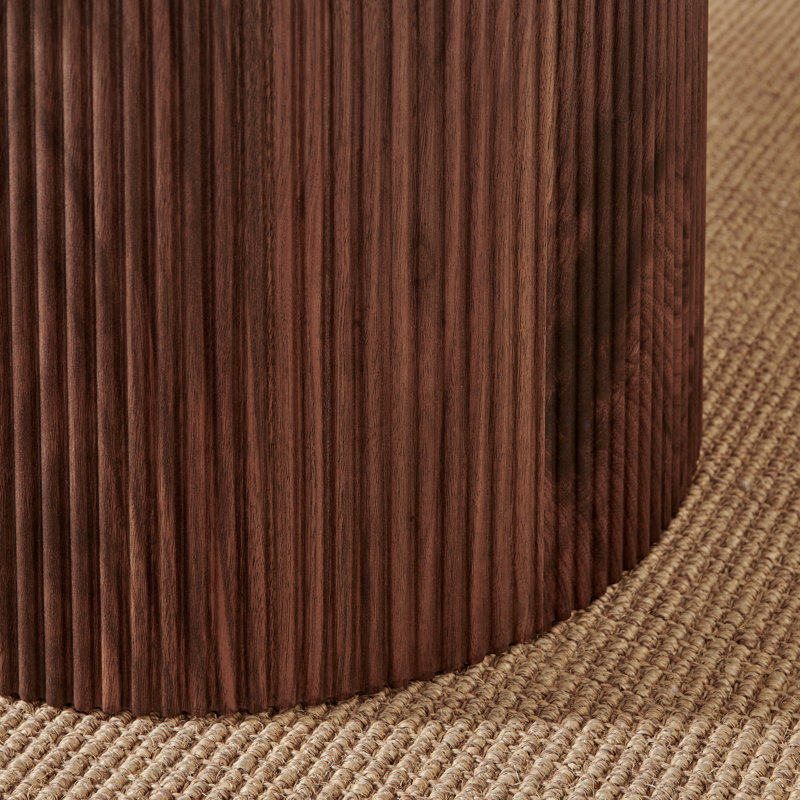 Penny Pedestal Coffee Table, Cream Top/Walnut Base