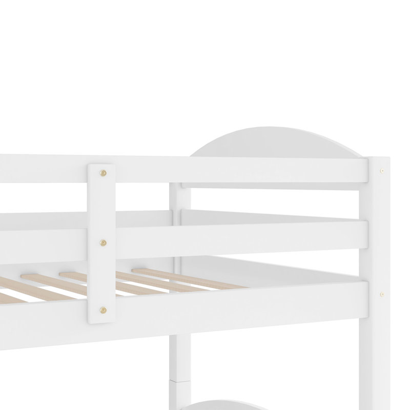 Lit simple superposé en forme de L avec lit gigogne - blanc, Blanc