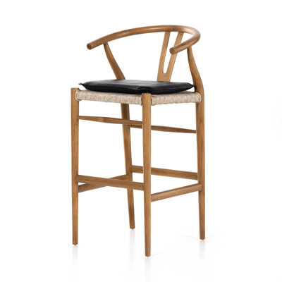 Caidan Upholstered Counter Stool with Solid Wood Frame
