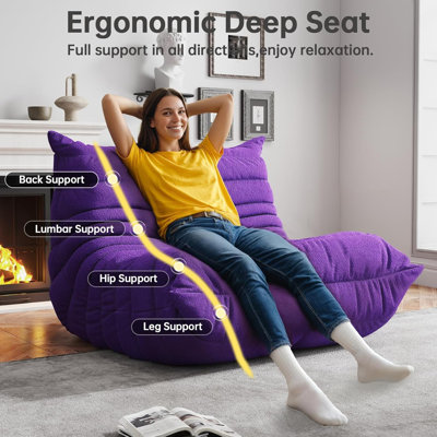 Bean Bag Chair, Fireside Chair, Large Bean Bag Chair For Adults, Bean Bag Chairs For Teens With High-Resilience Foam, Non-Slip Base Floor Lounge Sofa,Living Room (Single)