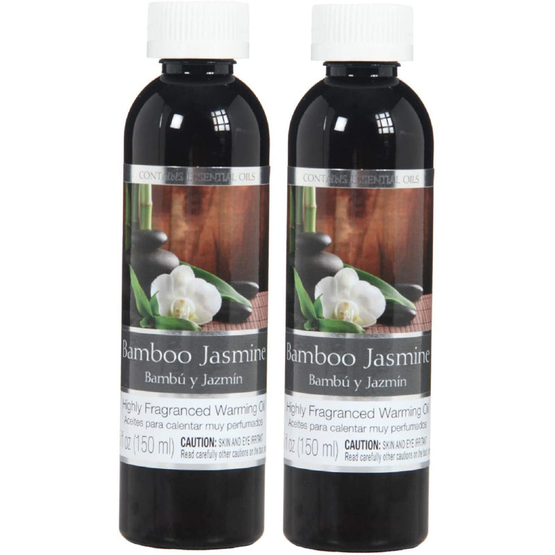 Ensemble de 2 huiles chauffantes au parfum de jasmin de bambou 5 oz. Hosley. Cadeau idéal pour les mariages, le spa, le reiki, la méditation, la salle de bain.