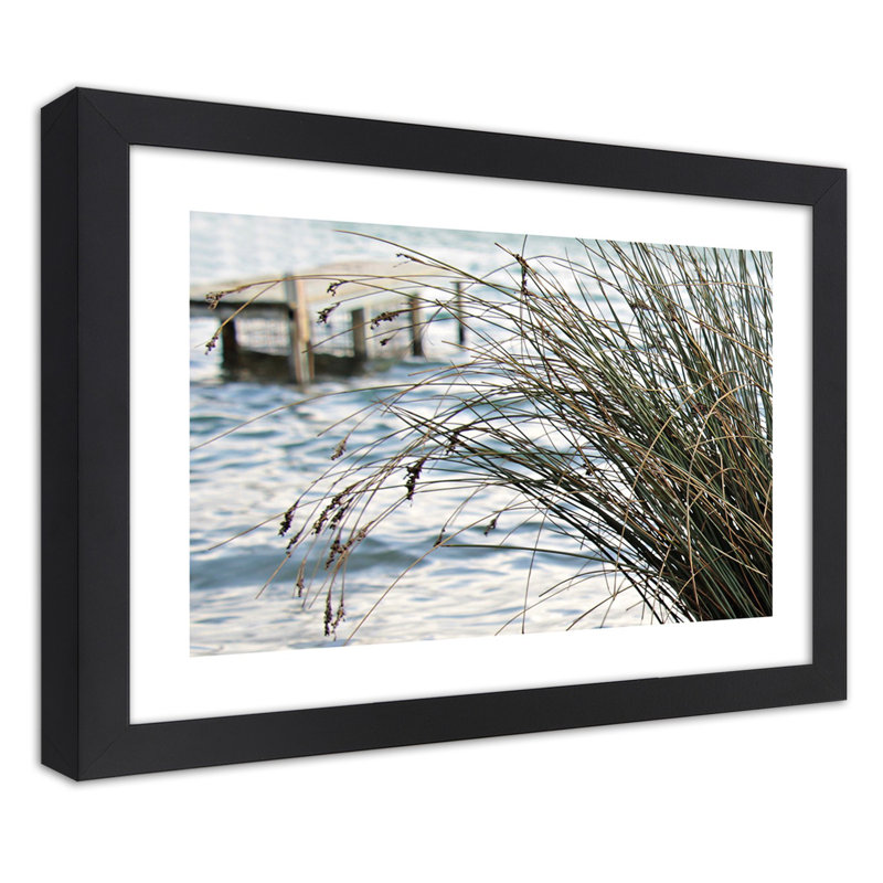Jetty By The Sea - Single Picture Frame Print, 60cm H x 90cm W, Black