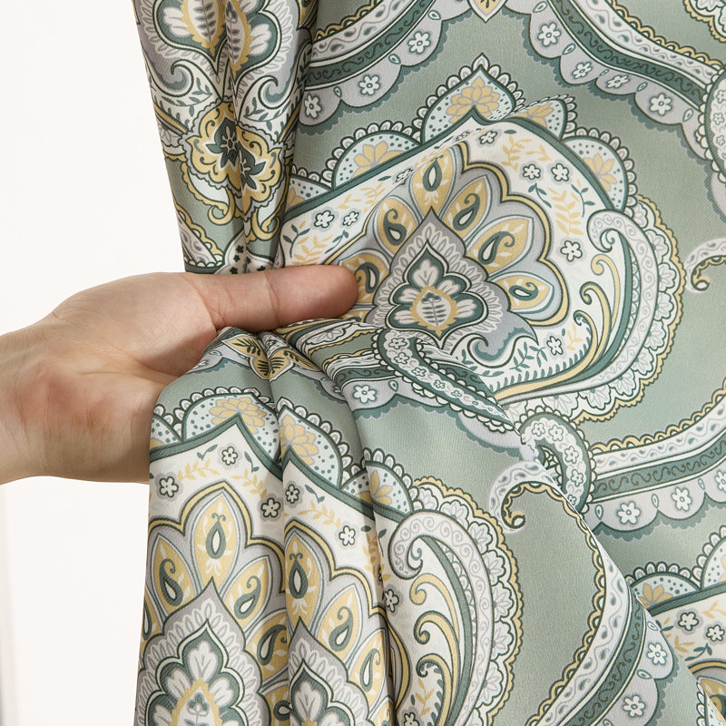 Messina Paisley Damask Patterned Window Back Tab Rod Pocket Curtains Bedroom - Light Blocking Darkening Window Panels, Set of 2
