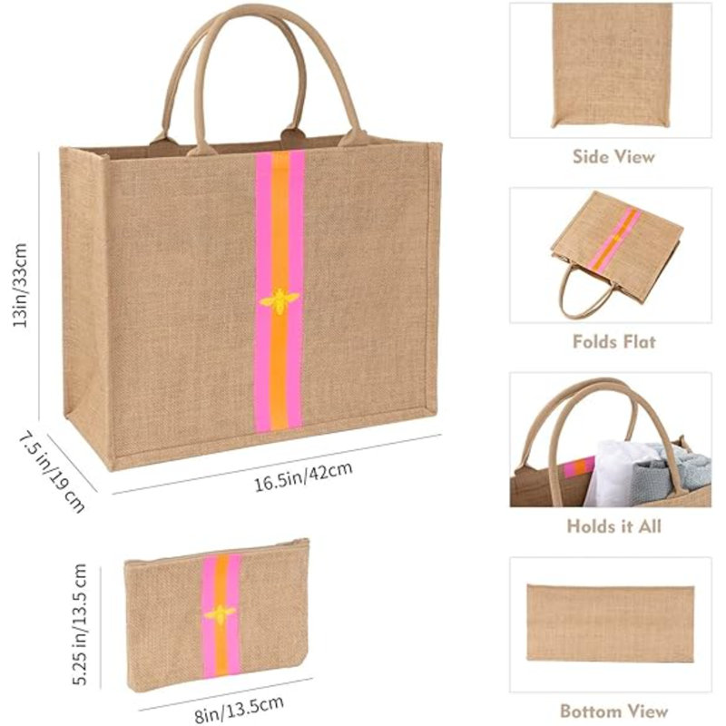 Grand sac de plage en jute tissé