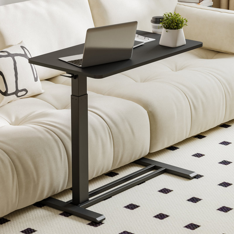Kristee Adjustable and Movable Overbed Table with Hidden Casters, Black, 40.5" H x 31.5" W x 17.7" D