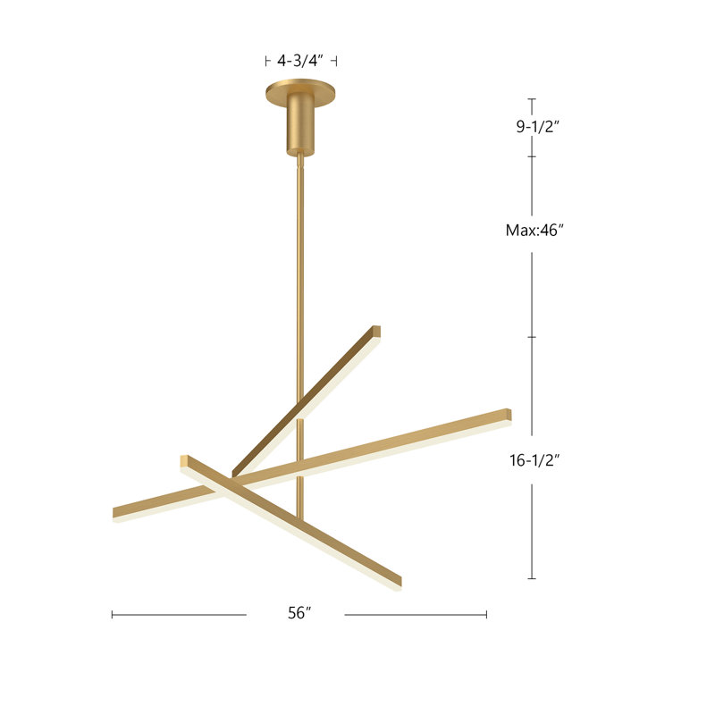 Vega 3 - Light LED Pendant, 16.5" H x 56" W x 56" D, Brushed Nickel