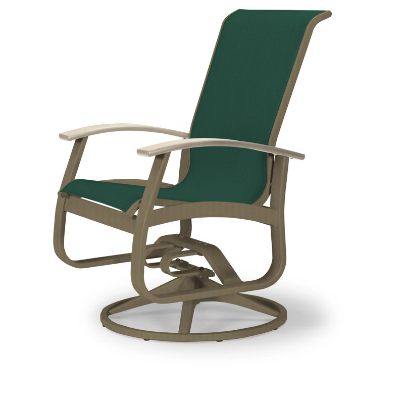 Chaise de patio pivotante Askar, Vert forêt 22D Sunbrella® vert, Désert P60, Bois de plage texturé