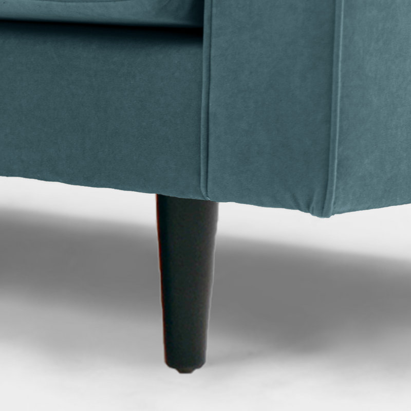 Boubacar 2 Seater Velvet Loveseat, Petrol, Black