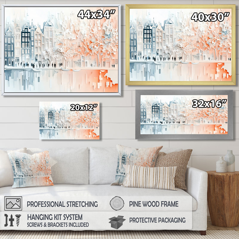 «Amsterdam Colors Of Summer I», reproduction sur toile, 12" H x 20" W, Impression dans un cadre flottant sans passe-parto