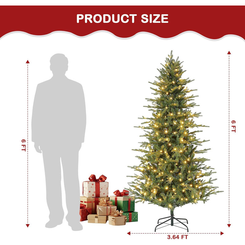 Lighted Artificial Christmas Tree, 6' H