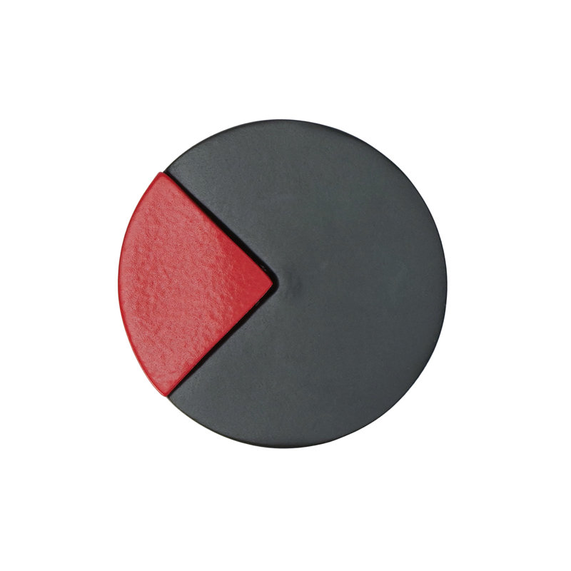 Spectra large round knob in Matte Black finish with Red