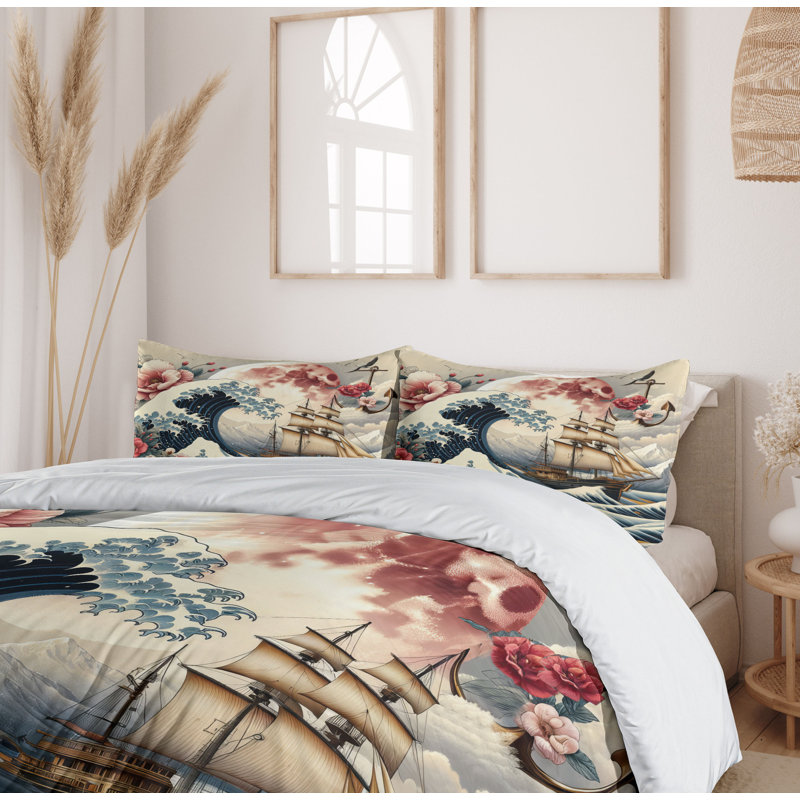 Nautical Duvet Cover, King Duvet Cover + 2 Standard Shams