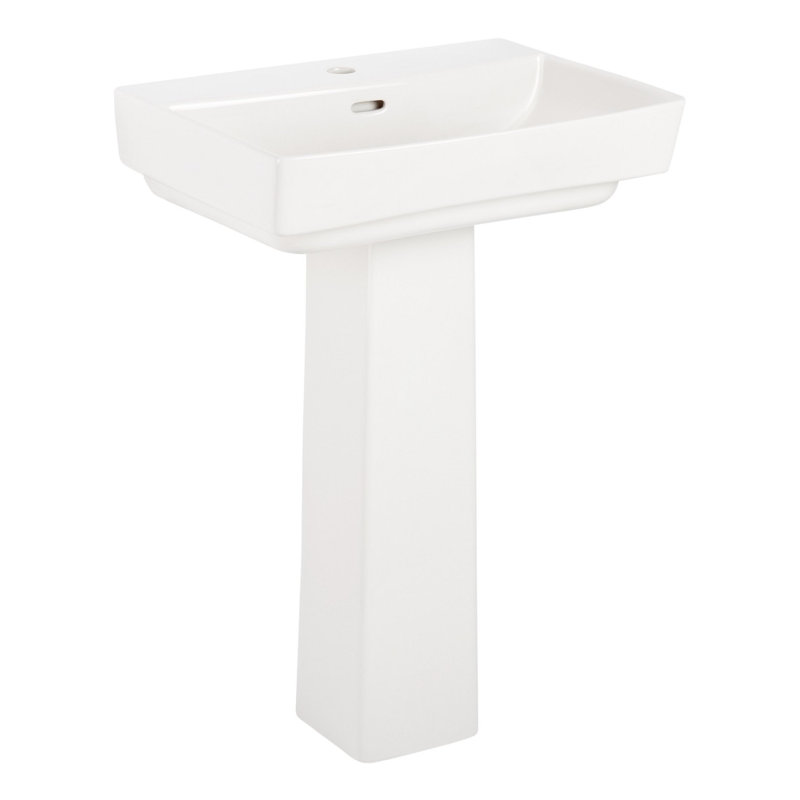 Pentero 23" Fireclay Pedestal Bathroom Sink with Single Faucet Hole