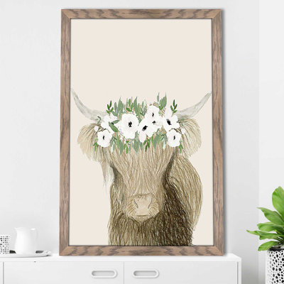 «Floral Crown Cow» par Lucille Price - Peinture