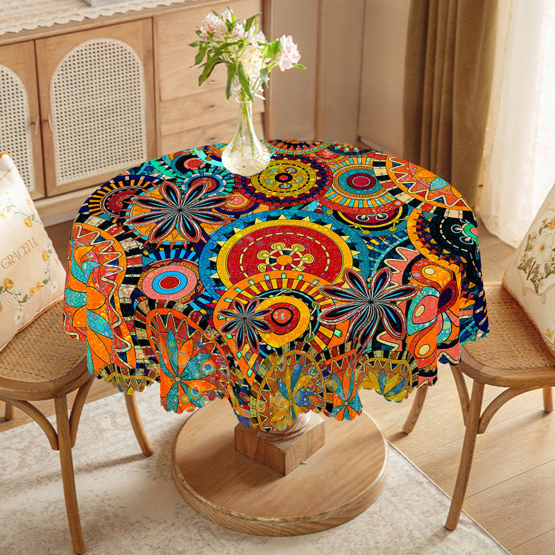 Washable Bohemian Abstract Floral Pattern Tablecloth