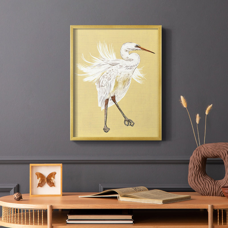 Heron Plumage V, reproduction encadrée - bois massif, H 20 po x l 16 po