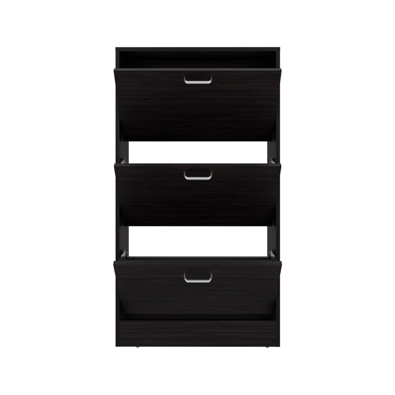 Range-chaussures, 3 portes, 3 tablettes, Noir