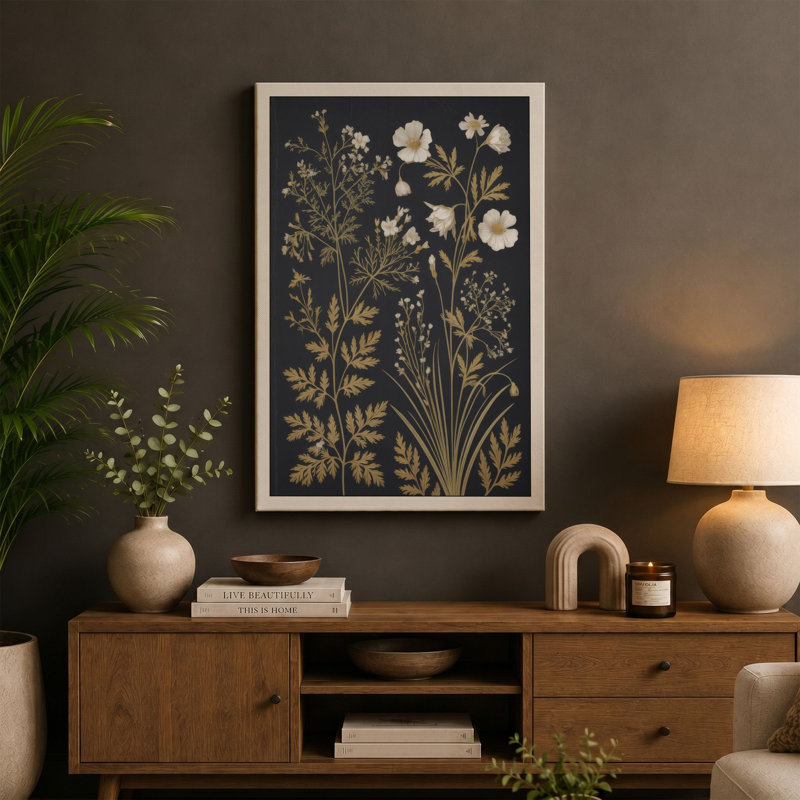 Pressed Botanicals Botanical - Wrapped Canvas, 24x16 - 61.0 x 40.6 cm, Sage Border