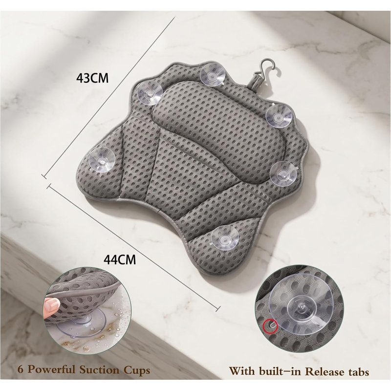 Suction Bath Pillow, Grey