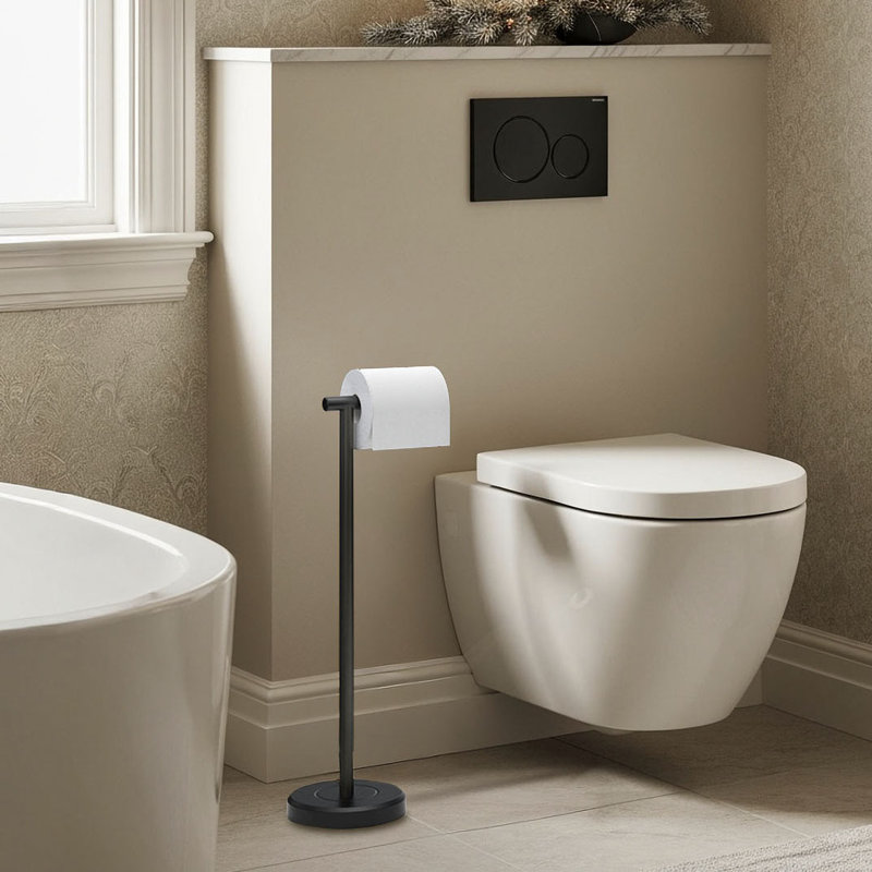 Porte-papier hygiénique sur pied Latitude II, Noir mat