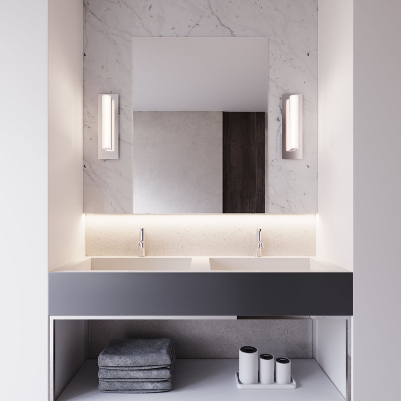Tubo Slim 1 - Light LED Flush Mounted Sconce, Polished Chrome, Flat