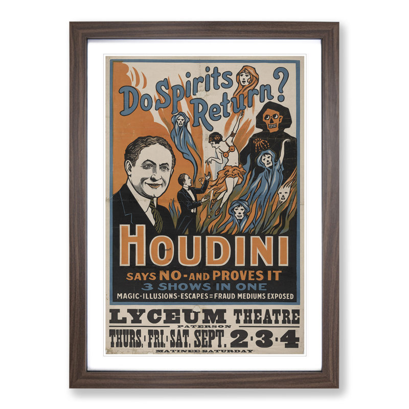 Houdini - Picture Frame Graphic Art, 65cm H x 48cm W x 2cm D, Walnut Framed