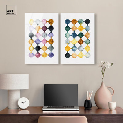 Lavender & Gold Geometric Harmony Acrylic Print Modern Abstract Art Set by Art Remedy, Ready to Hang, 10 x 15