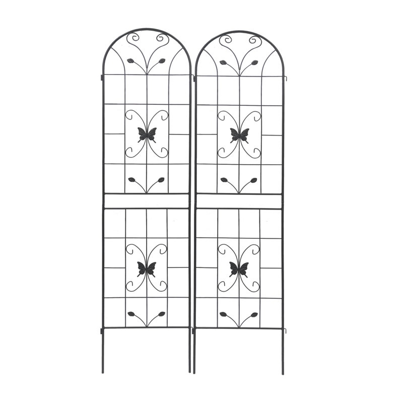 Ensemble de 2 treillis de jardin en métal 86,7 "x 19,7" antirouille pour plantes grimpantes, H 86,7 po x l 40 po x P 11 po
