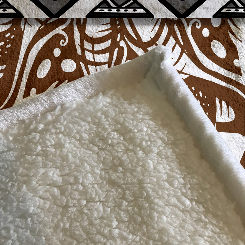 Plain Weave / Muslin Throw Blanket, Mixed Floral and Geometric Design